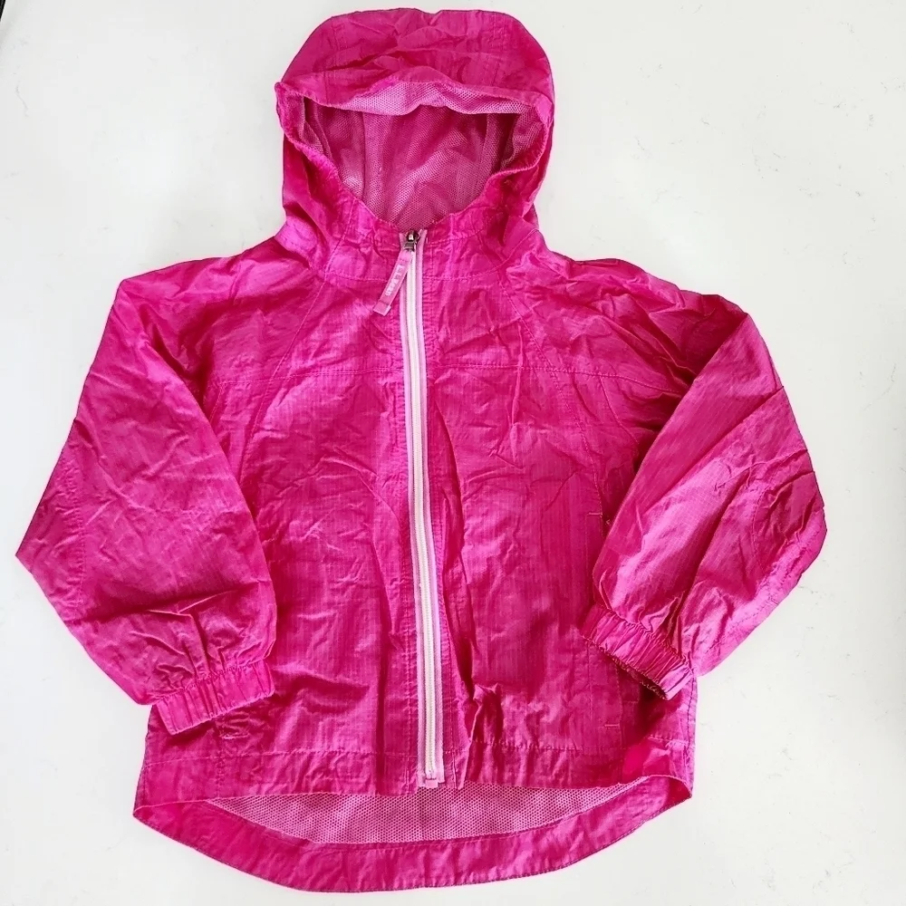 L.L. Bean Pink Hooded Windbreaker Lined Jacket Girl's Size 4 Casual Outdoors EUC